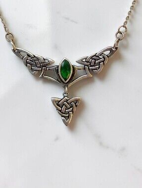 Vintage Sterling Emerald Celtic Necklace